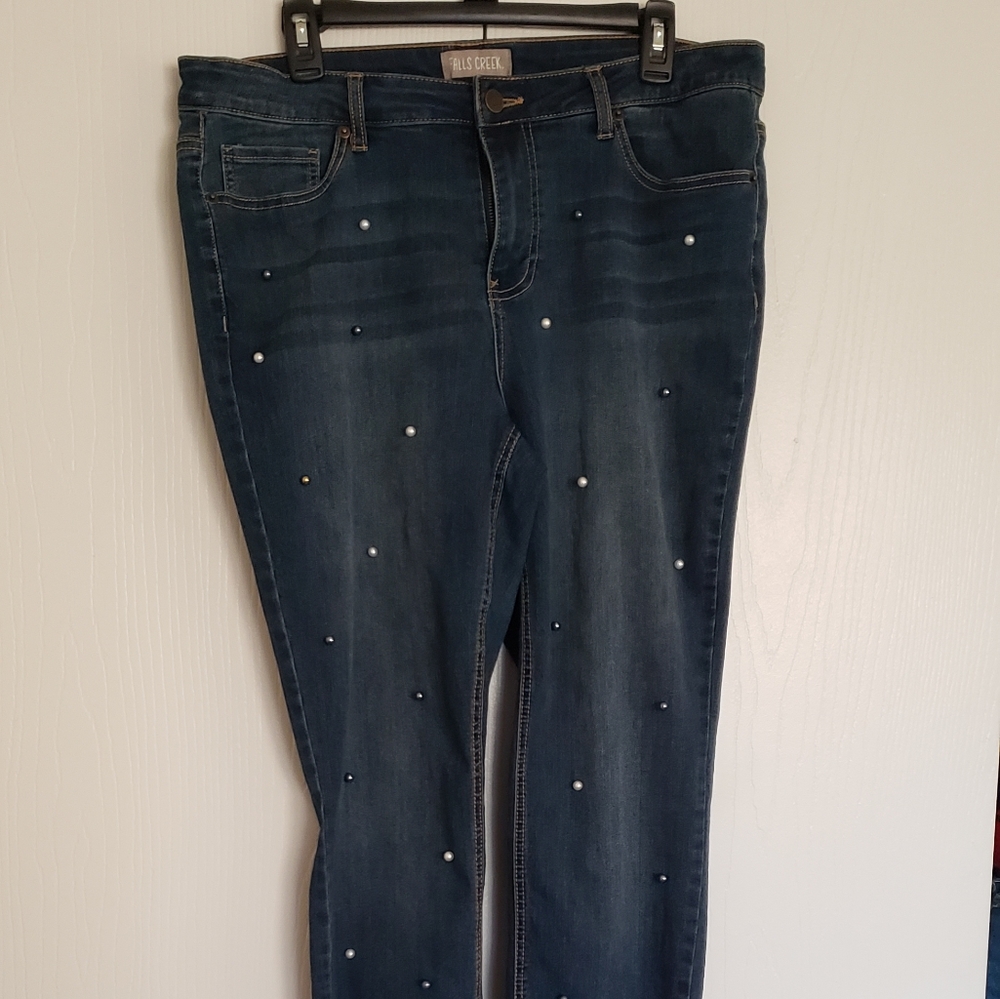 Falls Creek Pearl and Brass Embellished Jeans